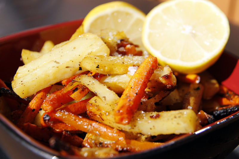 Lemon pepper potato and carrot fries