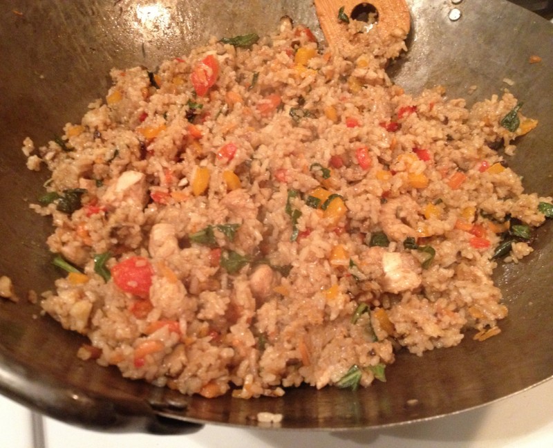 Fried basil rice with chicken