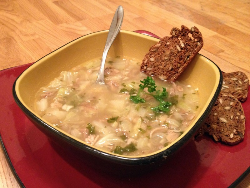 ginger cabbage soup with crackers