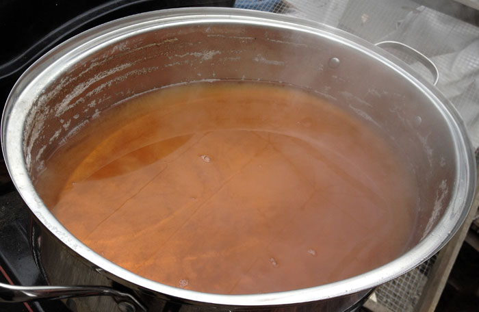 maple syrup cooking in pot