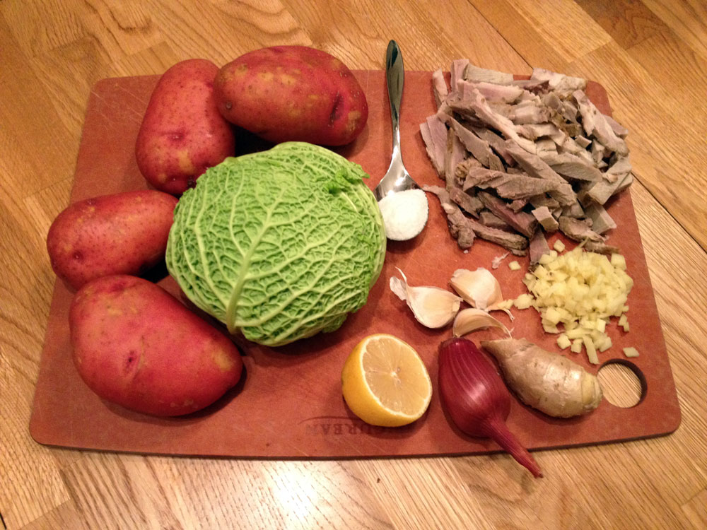 Ginger, Cabbage, Potato & Pork Soup